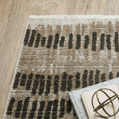 Bauer Abstract Beige/ Charcoal Cut Pile Rug
