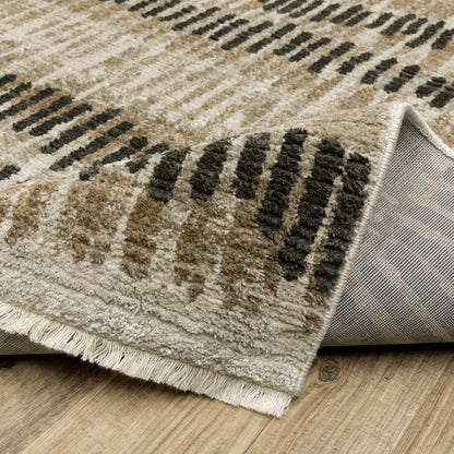 Bauer Abstract Beige/ Charcoal Cut Pile Rug