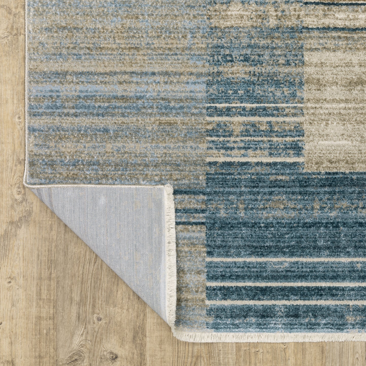 Bauer Distressed Blue/ Beige Stripe Cut Pile Rug