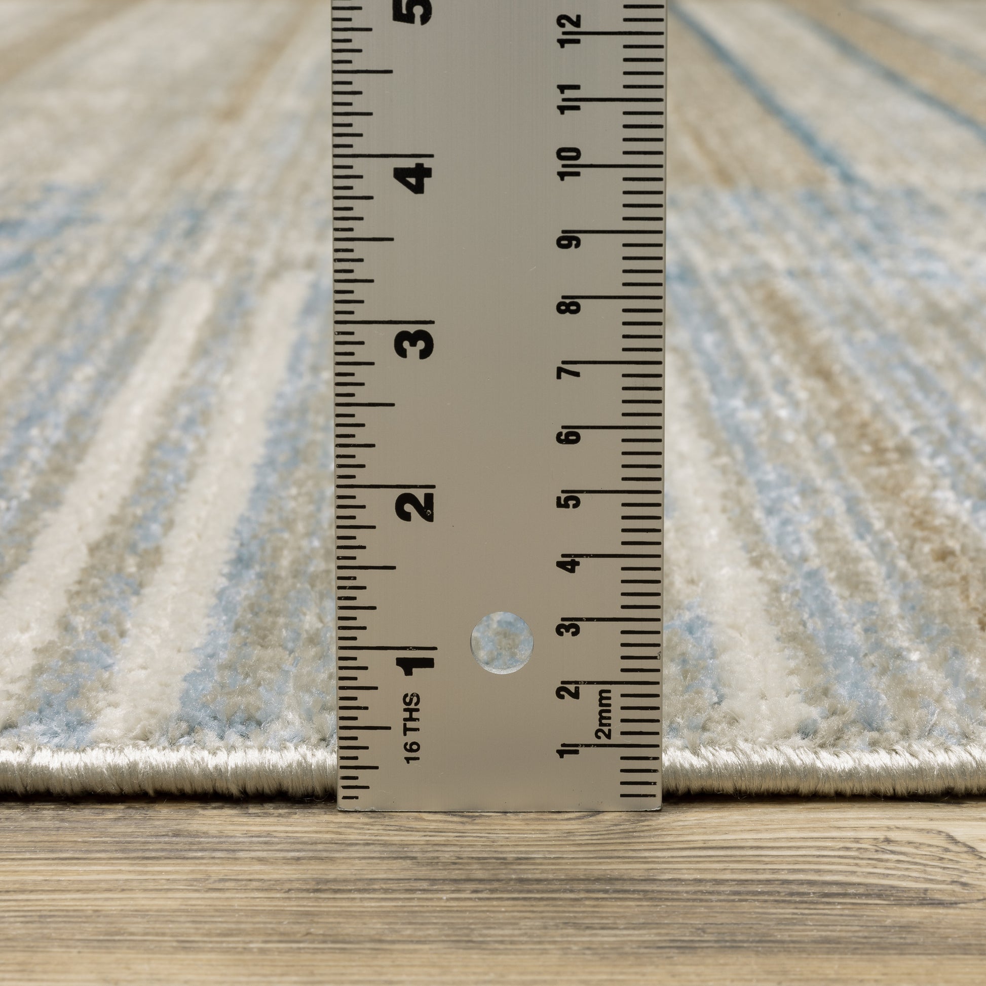 Bauer Distressed Blue/ Beige Stripe Cut Pile Rug