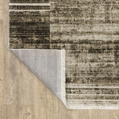 Bauer Distressed Beige/ Charcoal Stripe Cut Pile Rug