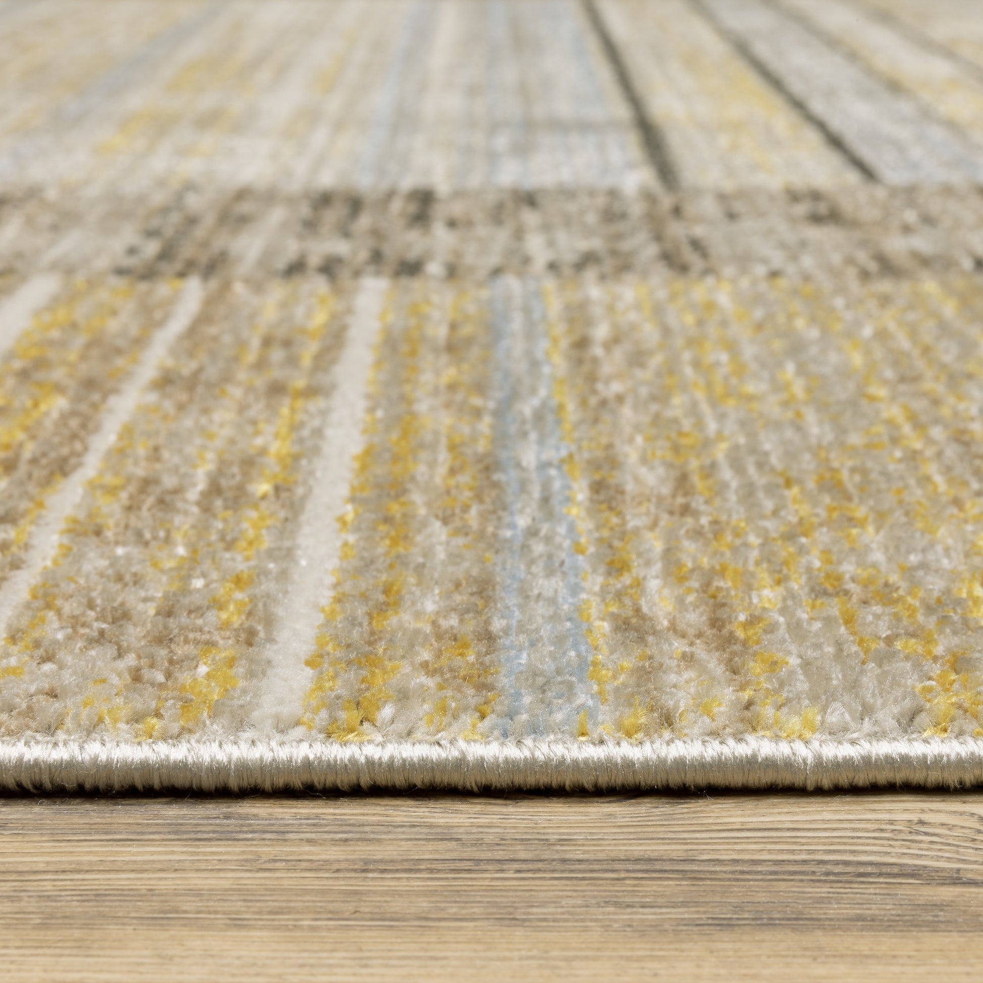 Bauer Distressed Beige/ Charcoal Stripe Cut Pile Rug