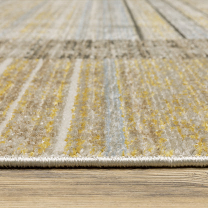 Bauer Distressed Beige/ Charcoal Stripe Cut Pile Rug