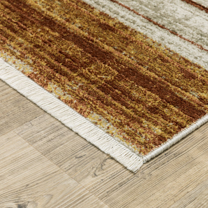 Bauer Distressed Rust/ Gold Stripe Cut Pile Rug
