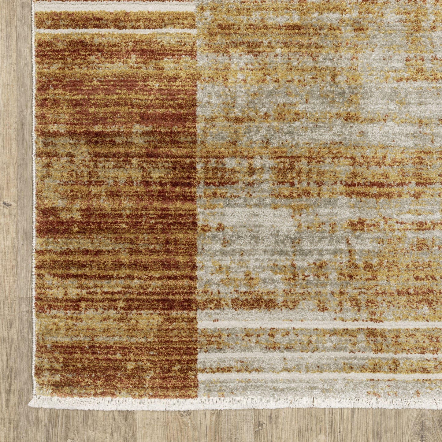 Bauer Distressed Rust/ Gold Stripe Cut Pile Rug