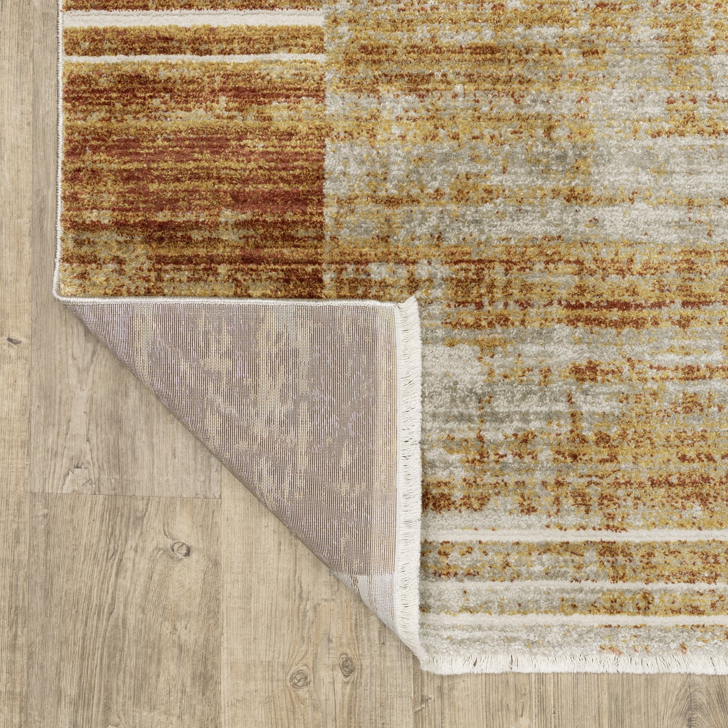 Bauer Distressed Rust/ Gold Stripe Cut Pile Rug