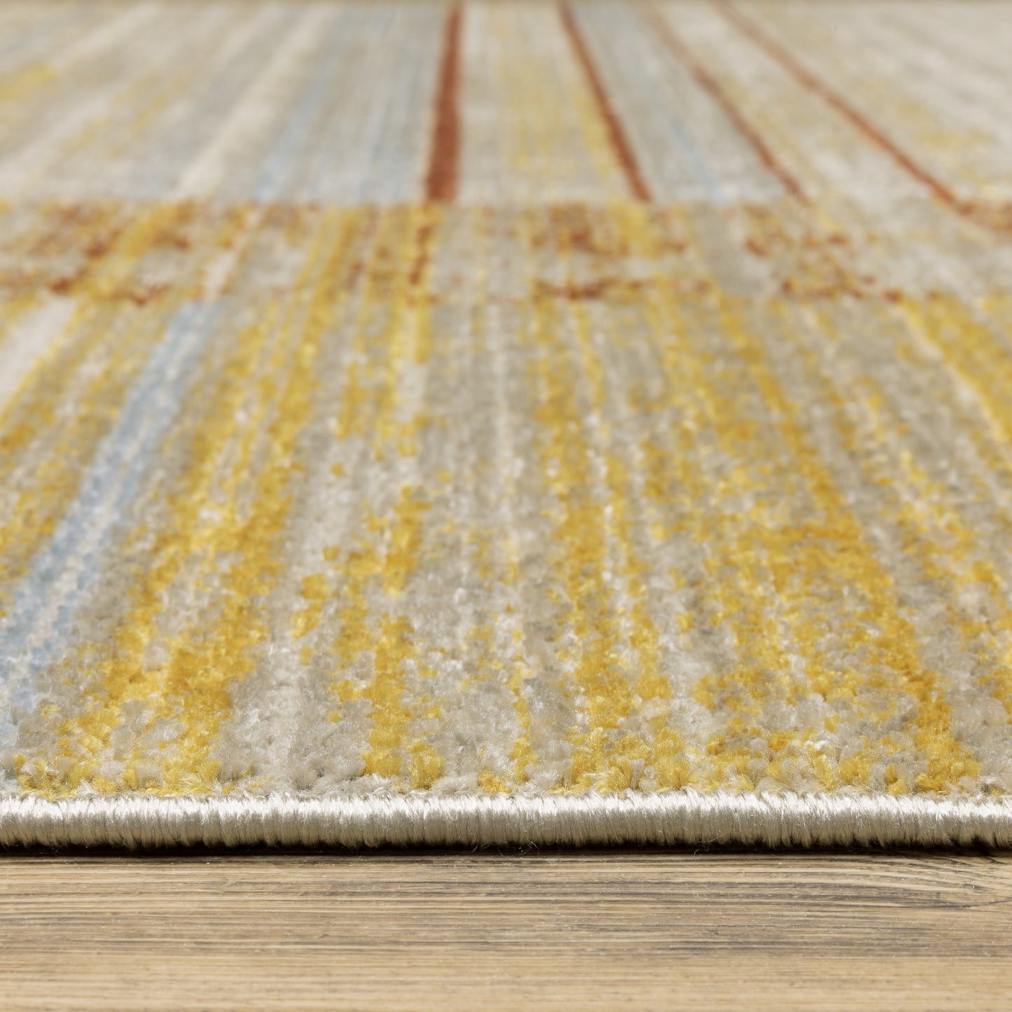 Bauer Distressed Rust/ Gold Stripe Cut Pile Rug