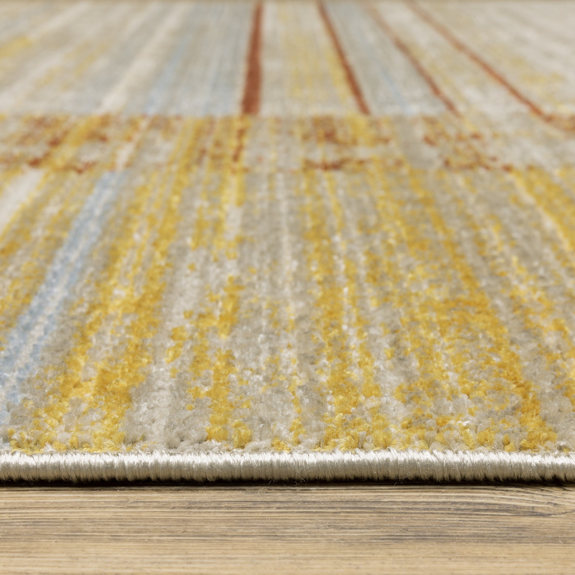 Bauer Distressed Rust/ Gold Stripe Cut Pile Rug