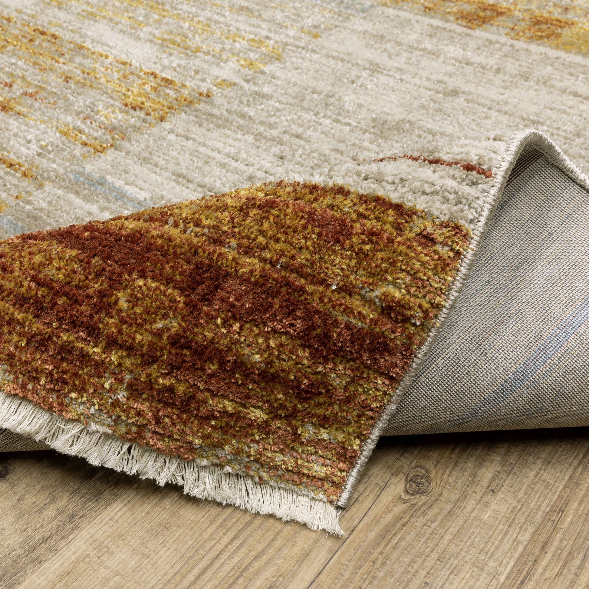 Bauer Distressed Rust/ Gold Stripe Cut Pile Rug
