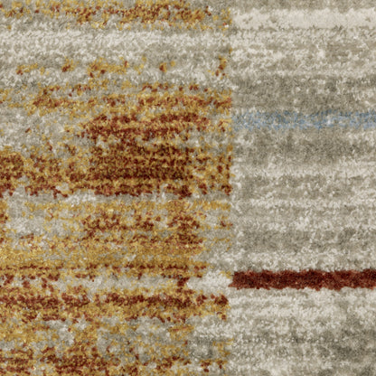 Bauer Distressed Rust/ Gold Stripe Cut Pile Rug