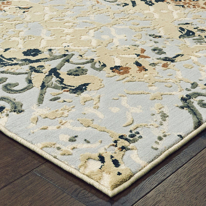 Bowen Distressed Grey/ Gold Lattice Cut Pile Rug