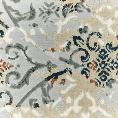 Bowen Distressed Grey/ Gold Lattice Cut Pile Rug