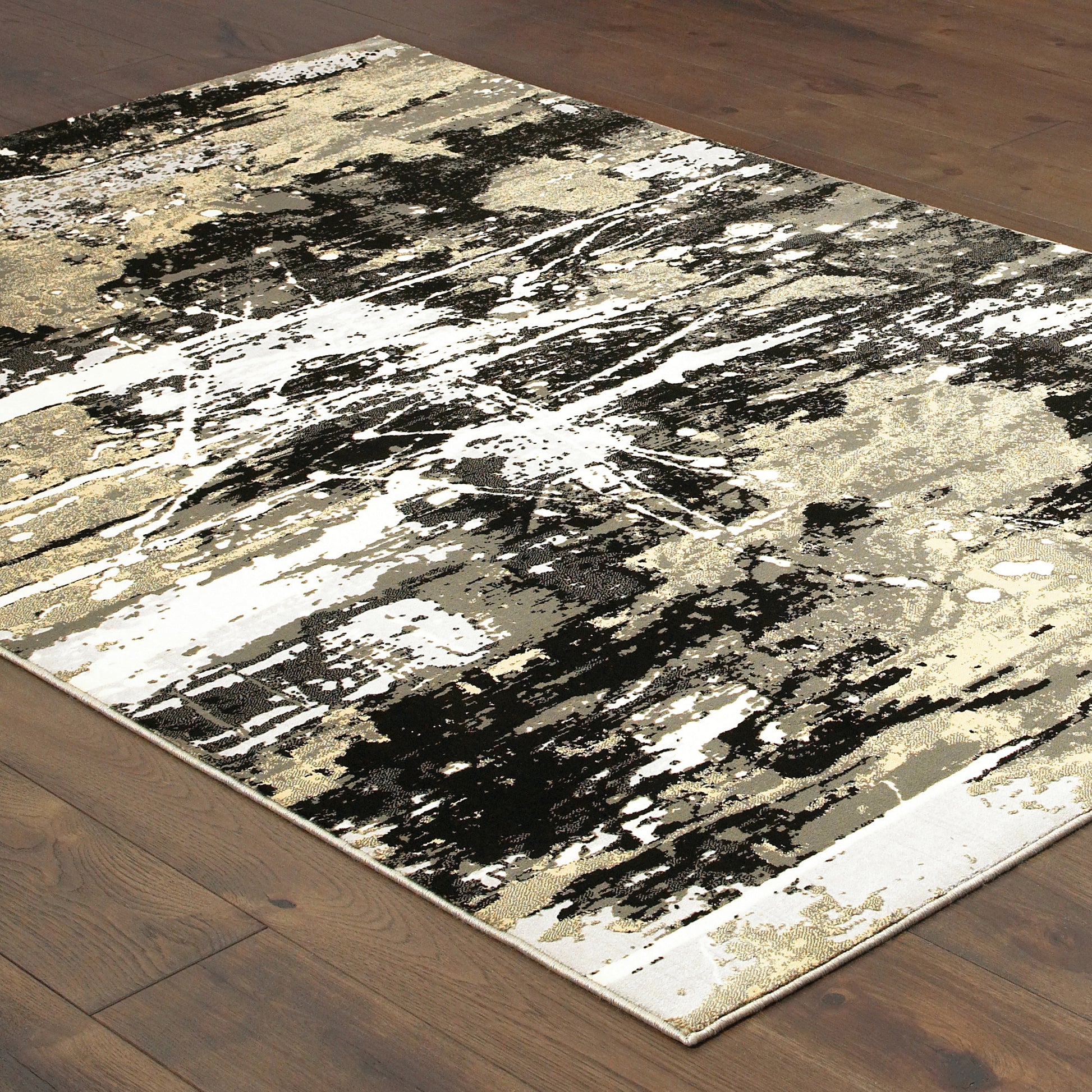Bowen Abstract Black/ Gold Cut Pile Rug