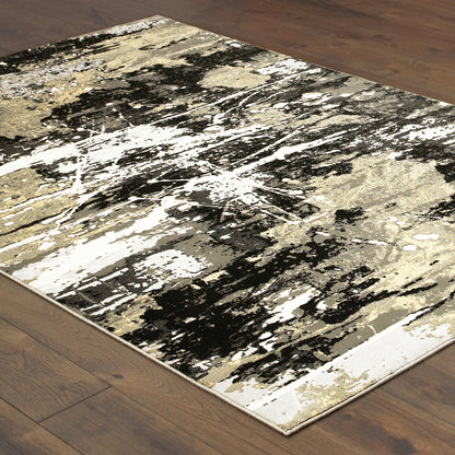 Bowen Abstract Black/ Gold Cut Pile Rug