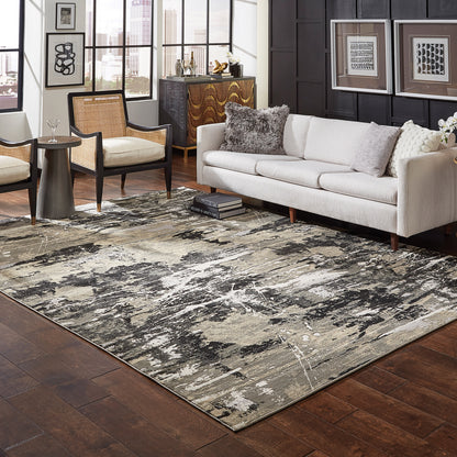 Bowen Abstract Black/ Gold Cut Pile Rug