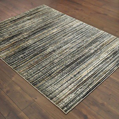 Bowen Stripe Black/ Navy Distressed Cut Pile Rug