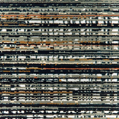 Bowen Stripe Black/ Navy Distressed Cut Pile Rug
