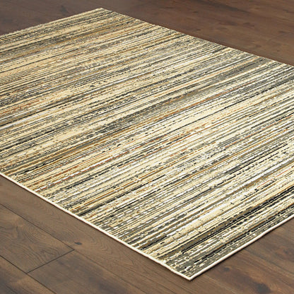 Bowen Stripe Ivory/ Gold Distressed Cut Pile Rug