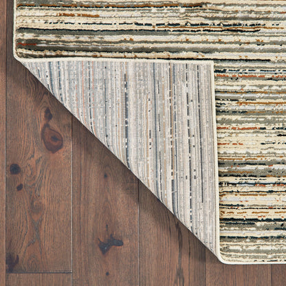 Bowen Stripe Ivory/ Gold Distressed Cut Pile Rug