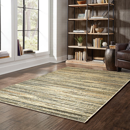 Bowen Stripe Ivory/ Gold Distressed Cut Pile Rug