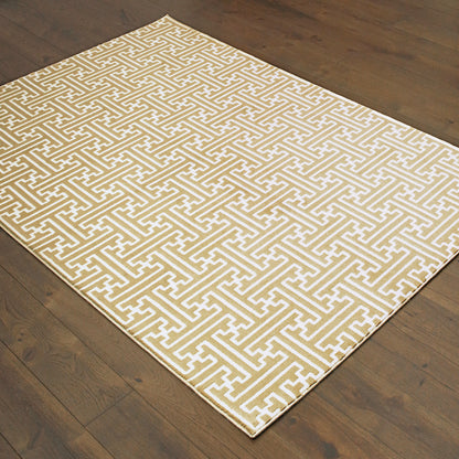 Bowen Geometric Gold/ Ivory Cut Pile Rug