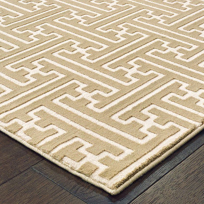 Bowen Geometric Gold/ Ivory Cut Pile Rug