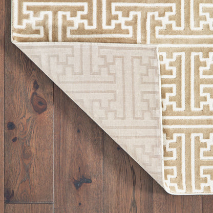Bowen Geometric Gold/ Ivory Cut Pile Rug