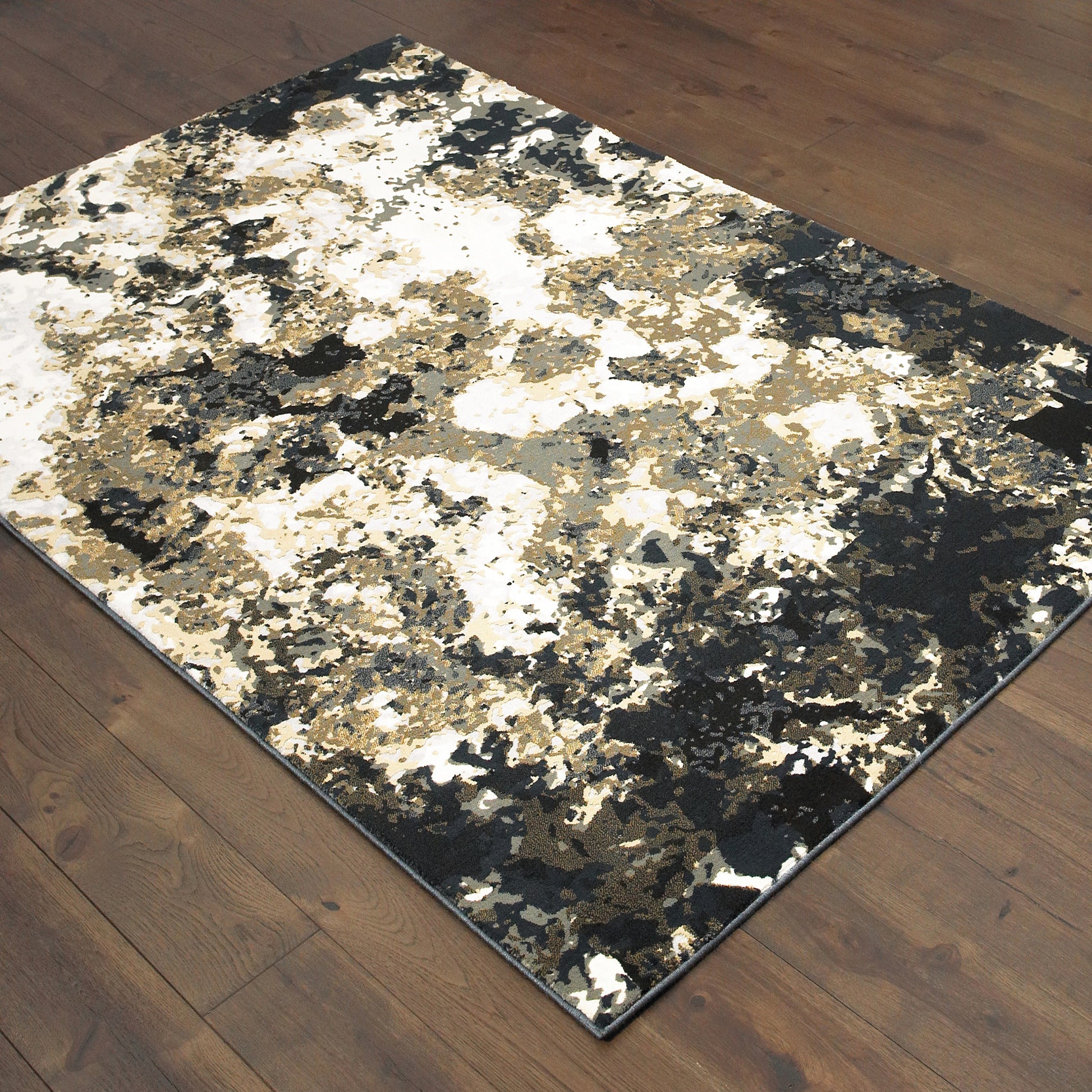 Bowen Abstract Navy/ Gold Cut Pile Rug