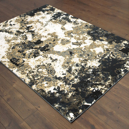 Bowen Abstract Navy/ Gold Cut Pile Rug