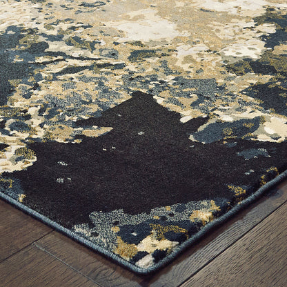 Bowen Abstract Navy/ Gold Cut Pile Rug