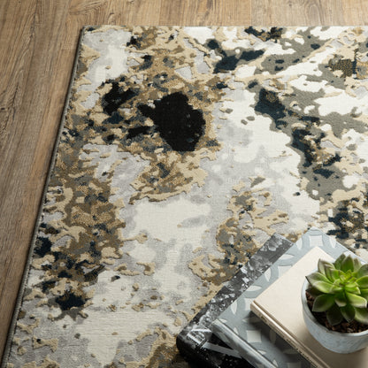 Bowen Abstract Navy/ Gold Cut Pile Rug