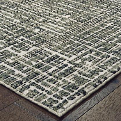Bowen Stripe Grey/ Ivory Distressed Cut Pile Rug