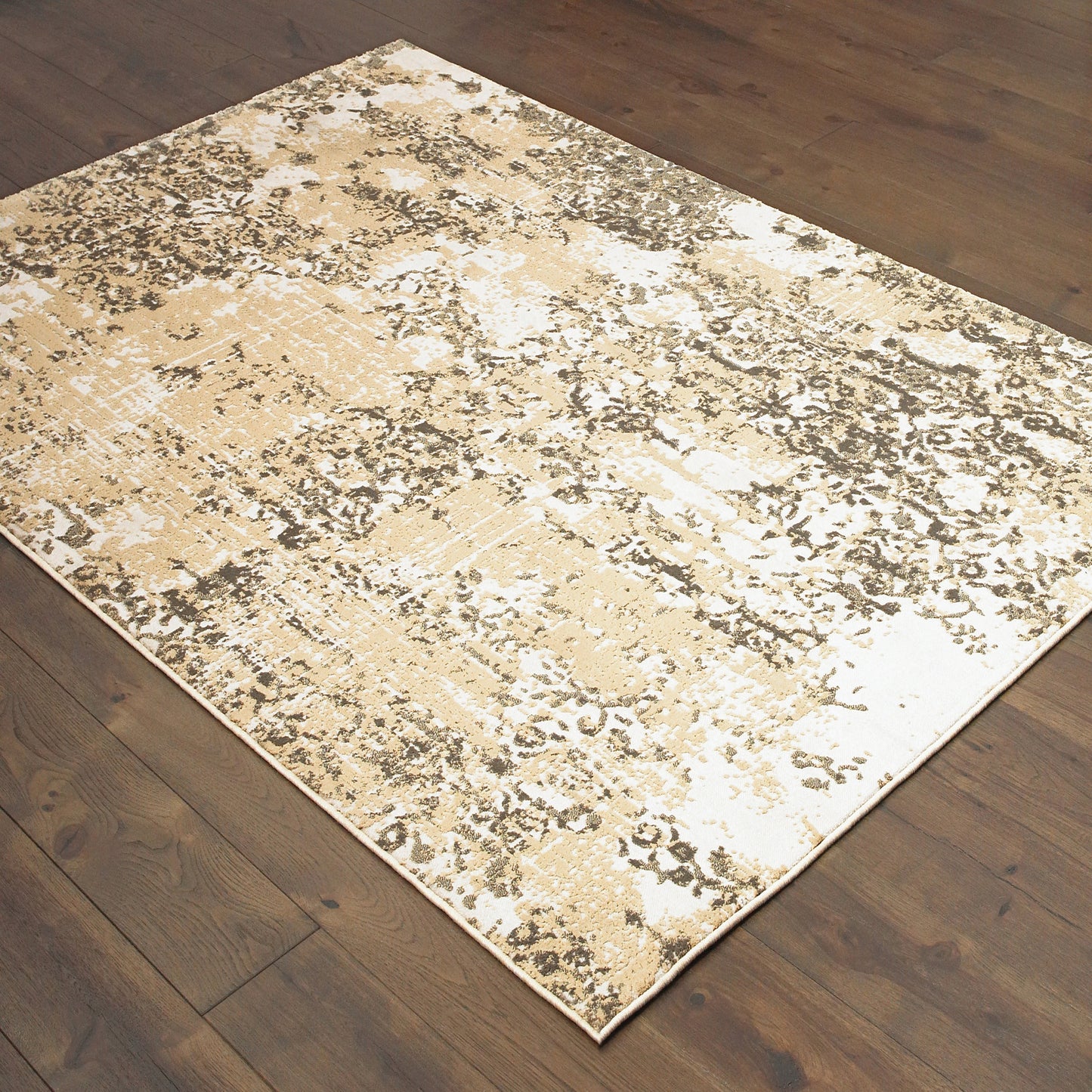 Bowen Distressed Grey/ Gold Botanical Cut Pile Rug