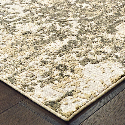 Bowen Distressed Grey/ Gold Botanical Cut Pile Rug