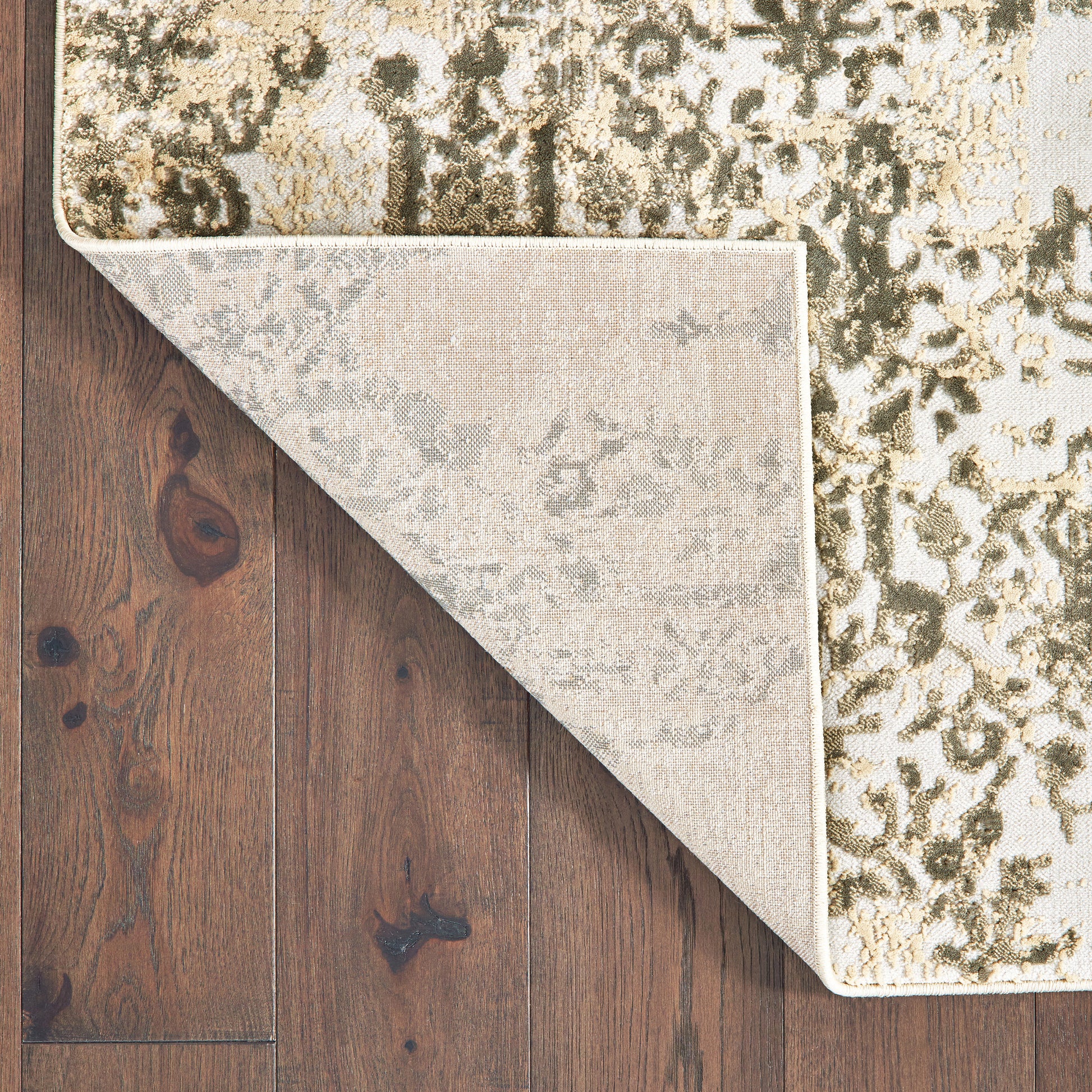 Bowen Distressed Grey/ Gold Botanical Cut Pile Rug