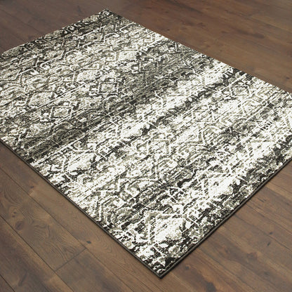 Bowen Abstract Grey/ Ivory Distressed Cut Pile Rug