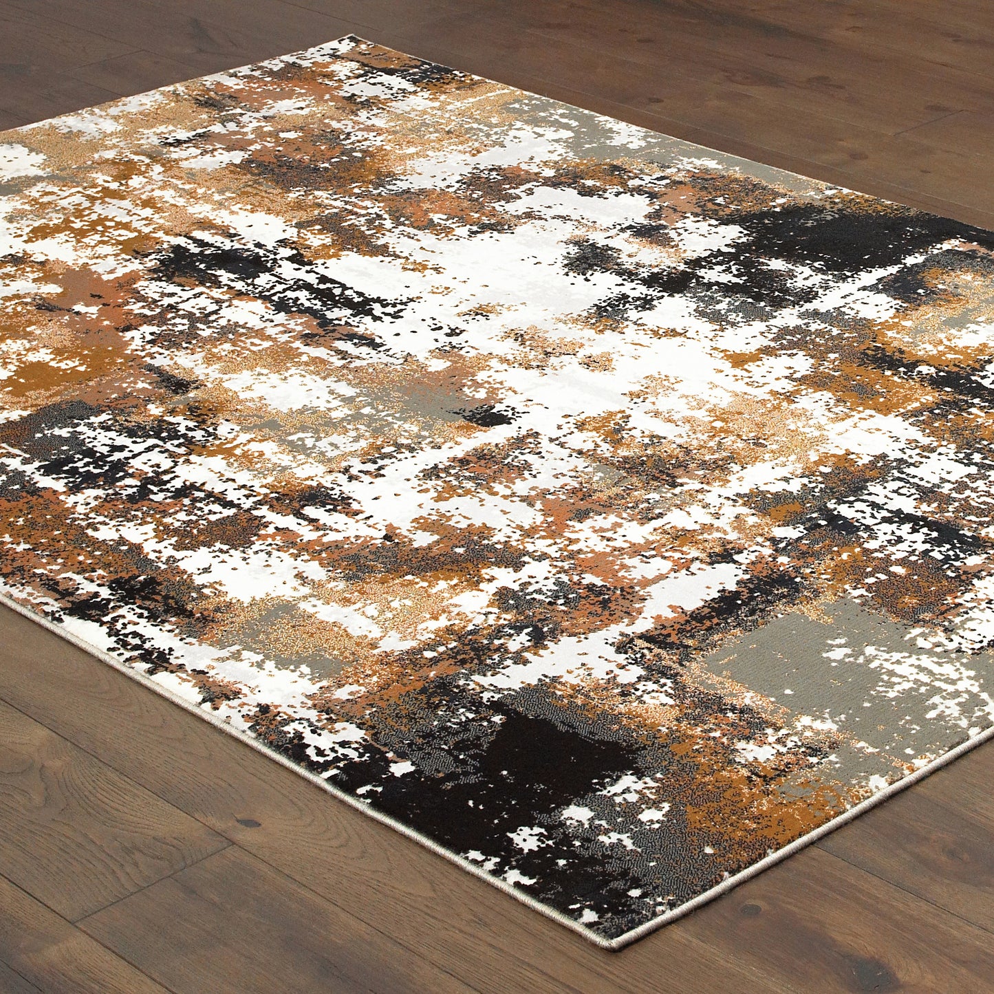 Bowen Distressed Grey/ Gold Abstract Cut Pile Rug