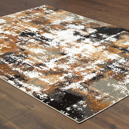 Bowen Distressed Grey/ Gold Abstract Cut Pile Rug