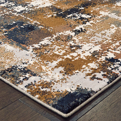 Bowen Distressed Grey/ Gold Abstract Cut Pile Rug
