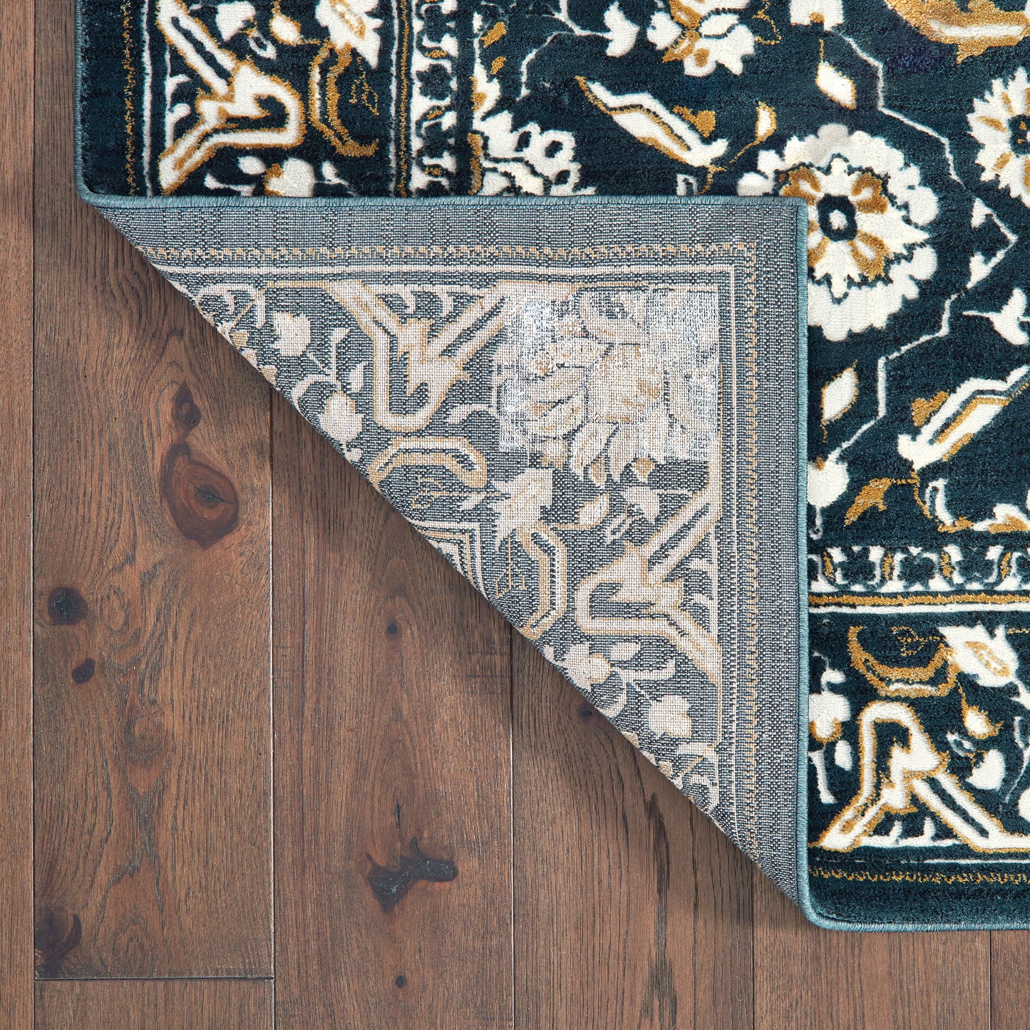 Bowen Oriental Navy/ Gold Floral Cut Pile Rug