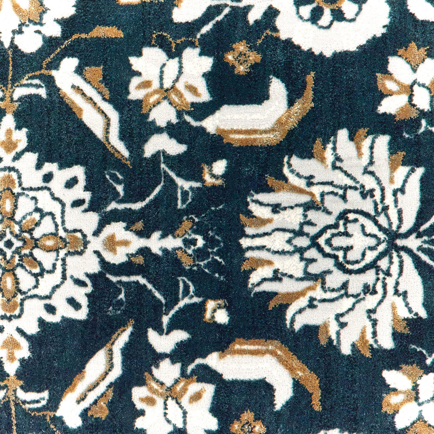 Bowen Oriental Navy/ Gold Floral Cut Pile Rug