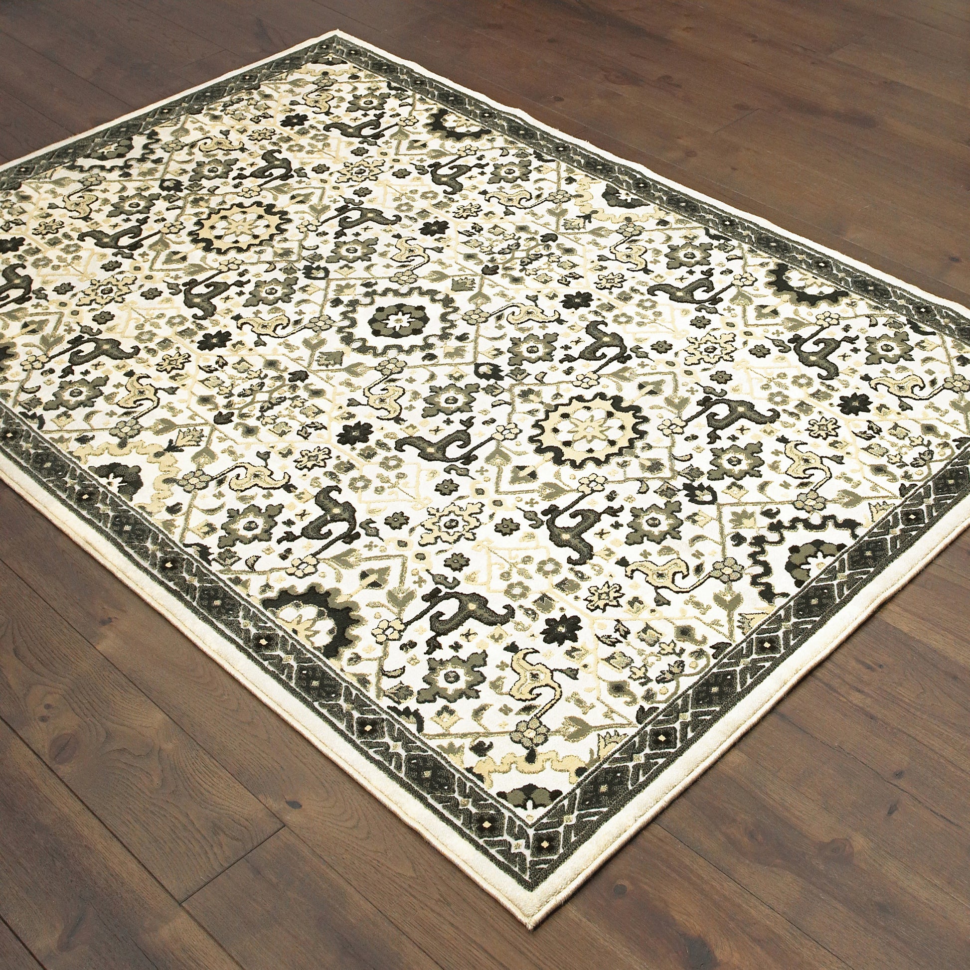 Bowen Oriental Ivory/ Navy Cut Pile Rug