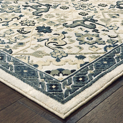 Bowen Oriental Ivory/ Navy Cut Pile Rug