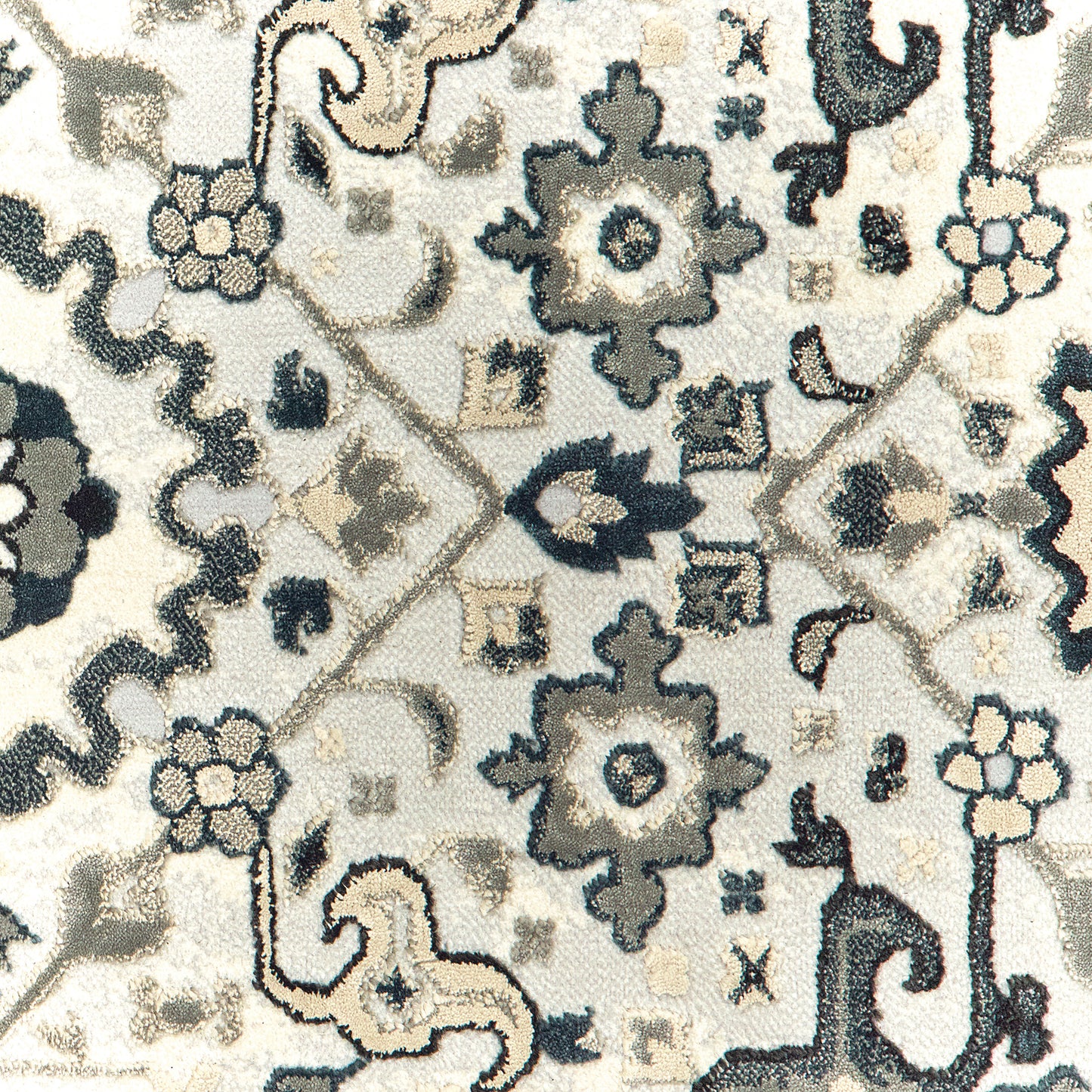 Bowen Oriental Ivory/ Navy Cut Pile Rug