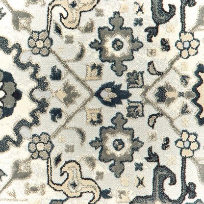 Bowen Oriental Ivory/ Navy Cut Pile Rug