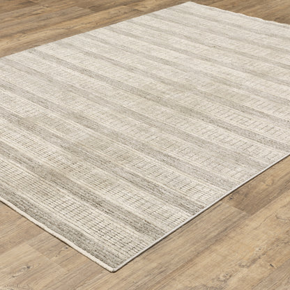 Branigan Stripe Beige/ Brown Geometric Cut Pile Rug
