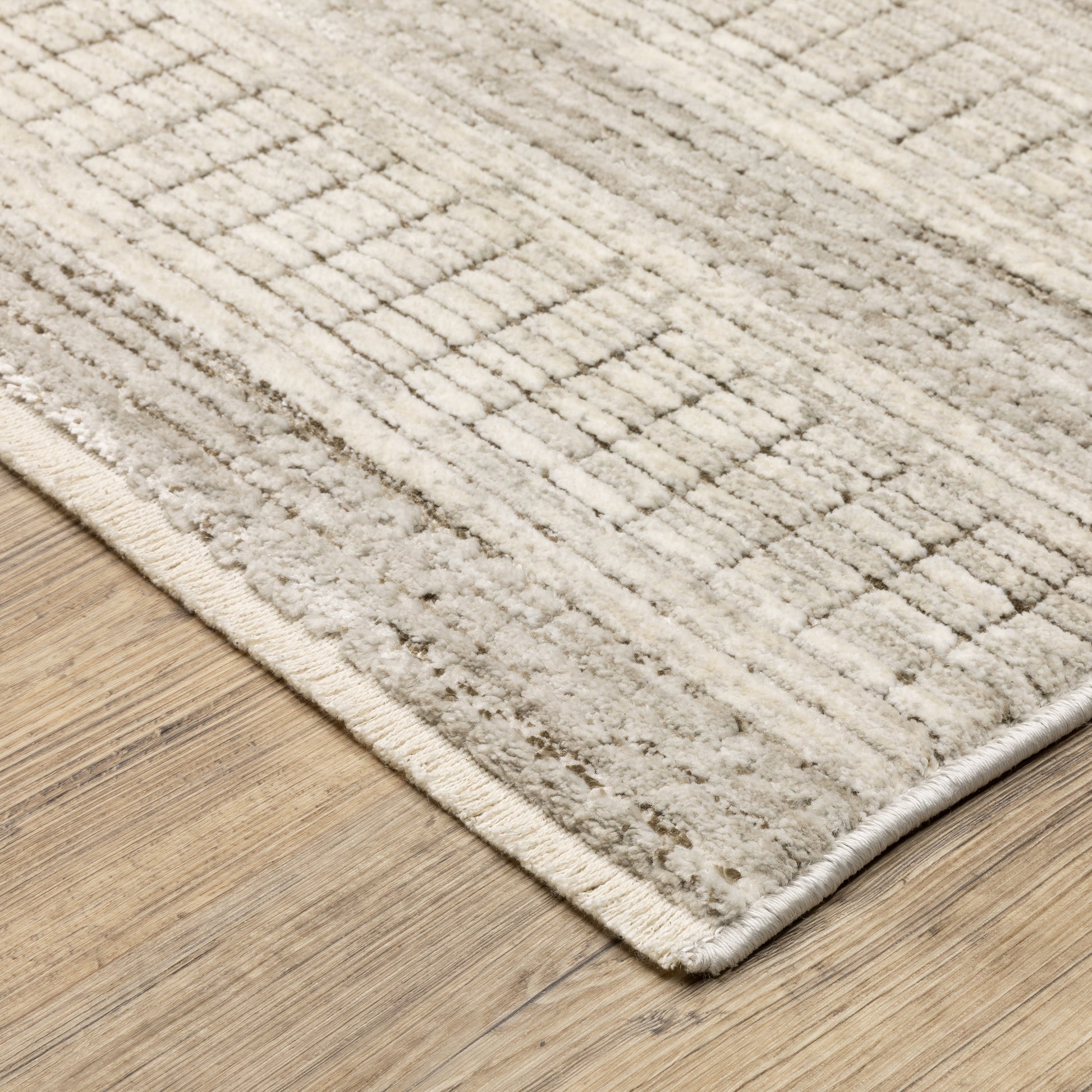 Branigan Stripe Beige/ Brown Geometric Cut Pile Rug