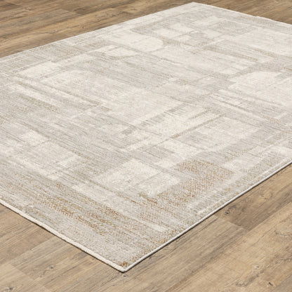 Branigan Abstract Beige/ Gold Cut Pile Rug
