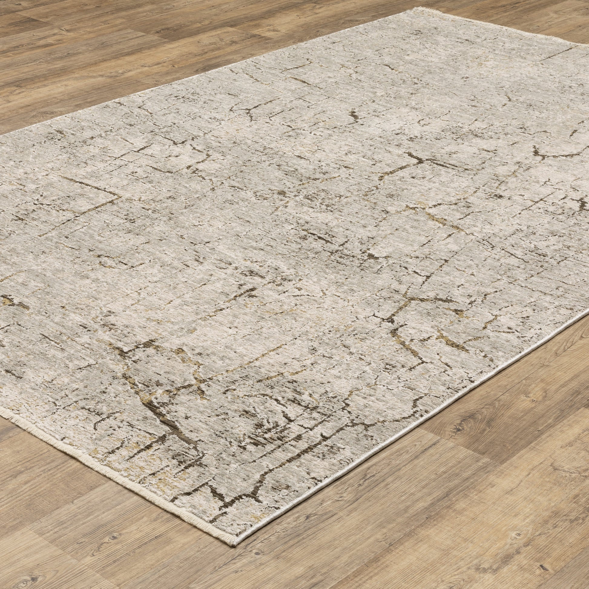 Branigan Abstract Beige/ Gold Cut Pile Rug