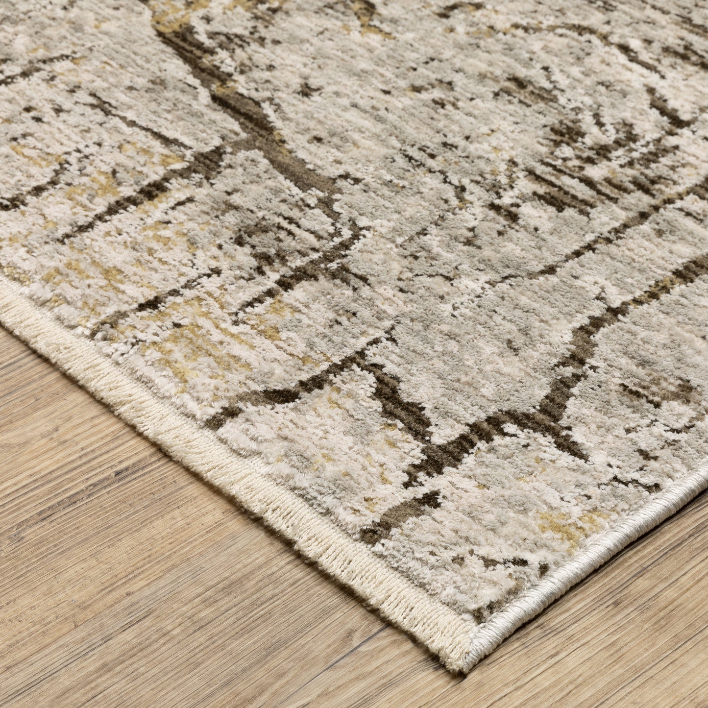Branigan Abstract Beige/ Gold Cut Pile Rug